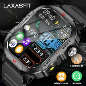 Men Smart Watch LED Flashlight BT Call 100+ Sports Modes Health Monitoring IWaterproof