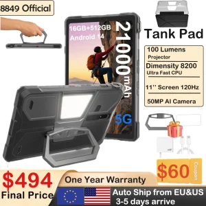 TANK PAD Rugged Projector Tablet Smartphone 10.95 inch