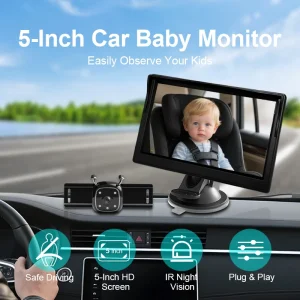 Car Baby Monitor Rear Facing Seat  5 Inch Display